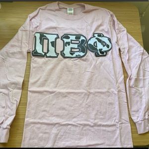 Baby pink Pi beta phi lettered shirt